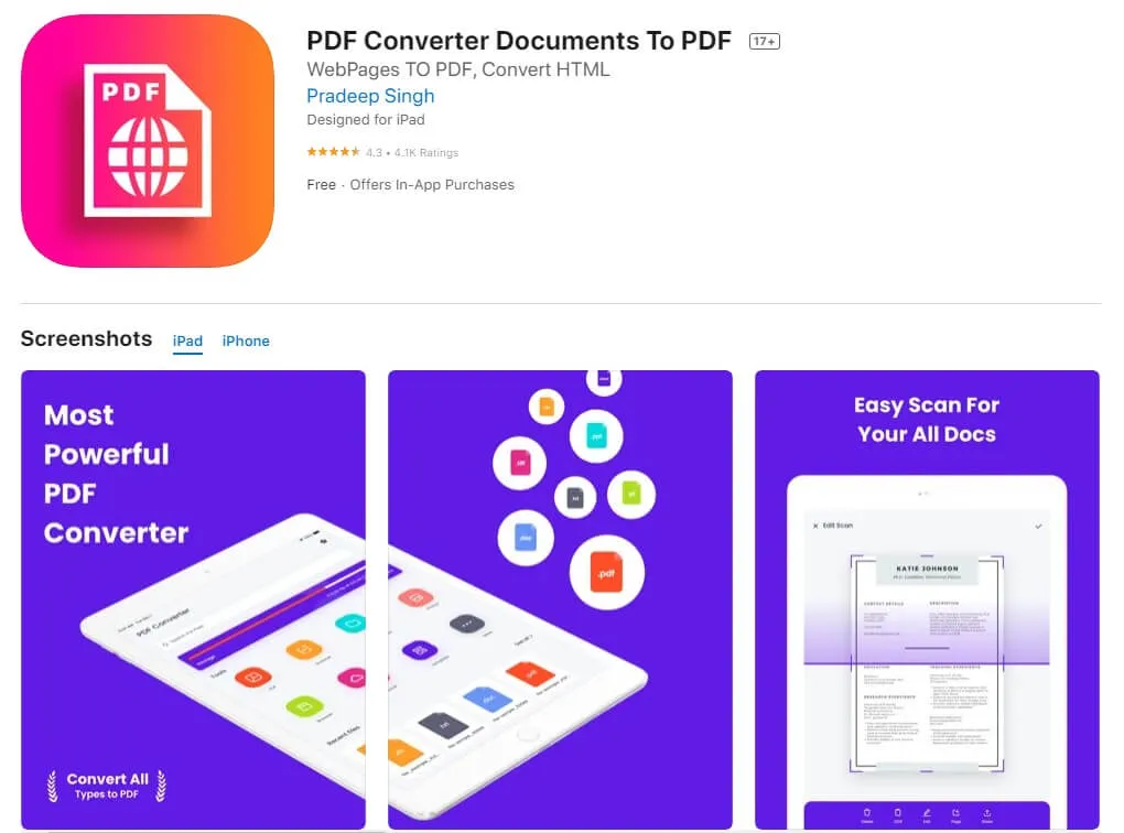 convertisseur pdf iphone gratuit
