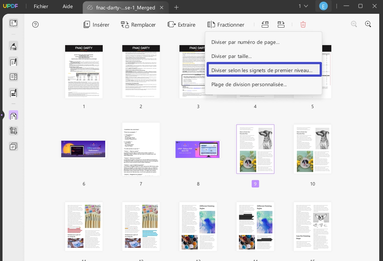 diviser pdf selon signet