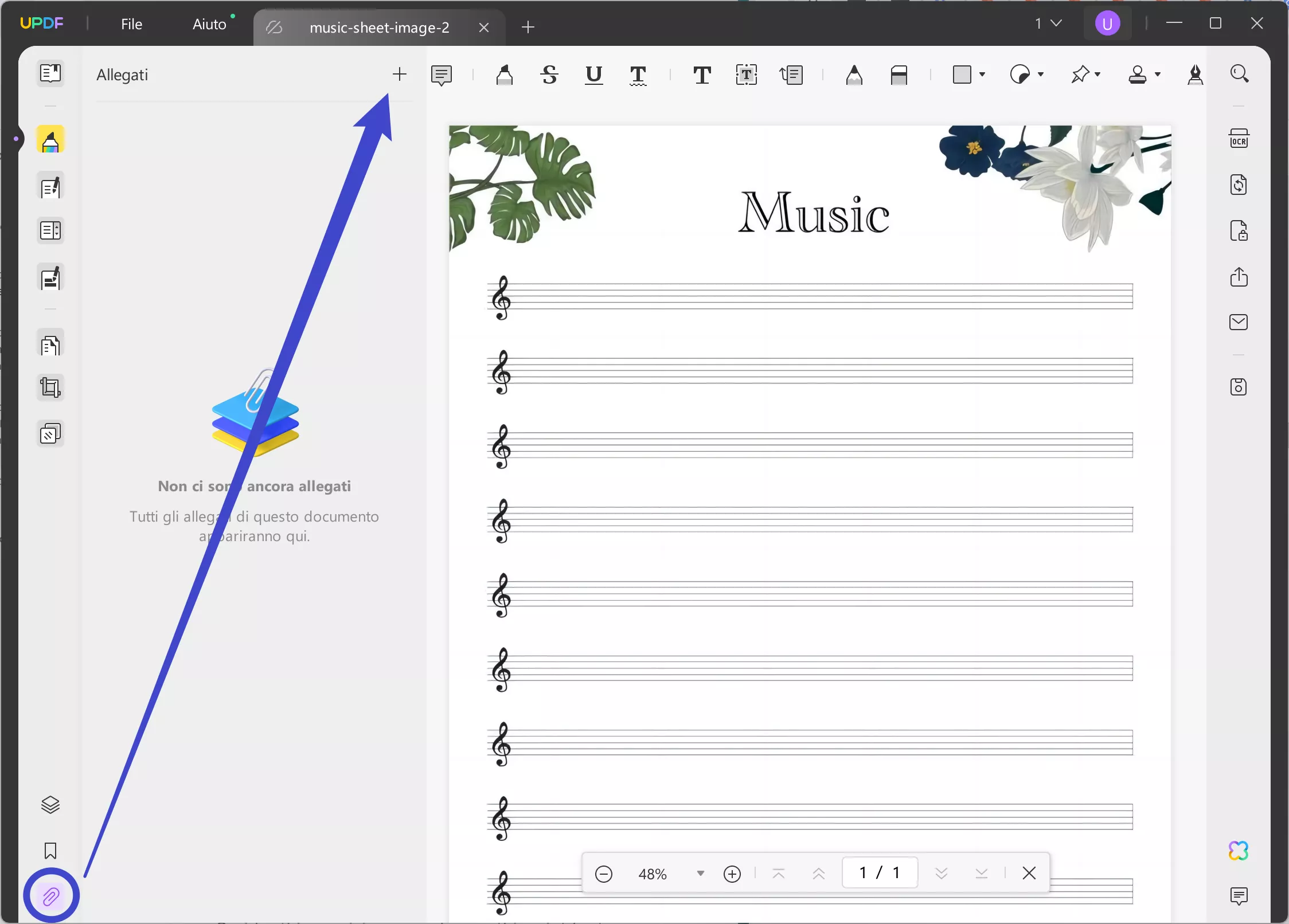 Aggiungi la musica al modello PDF di spartito musicale vuoto