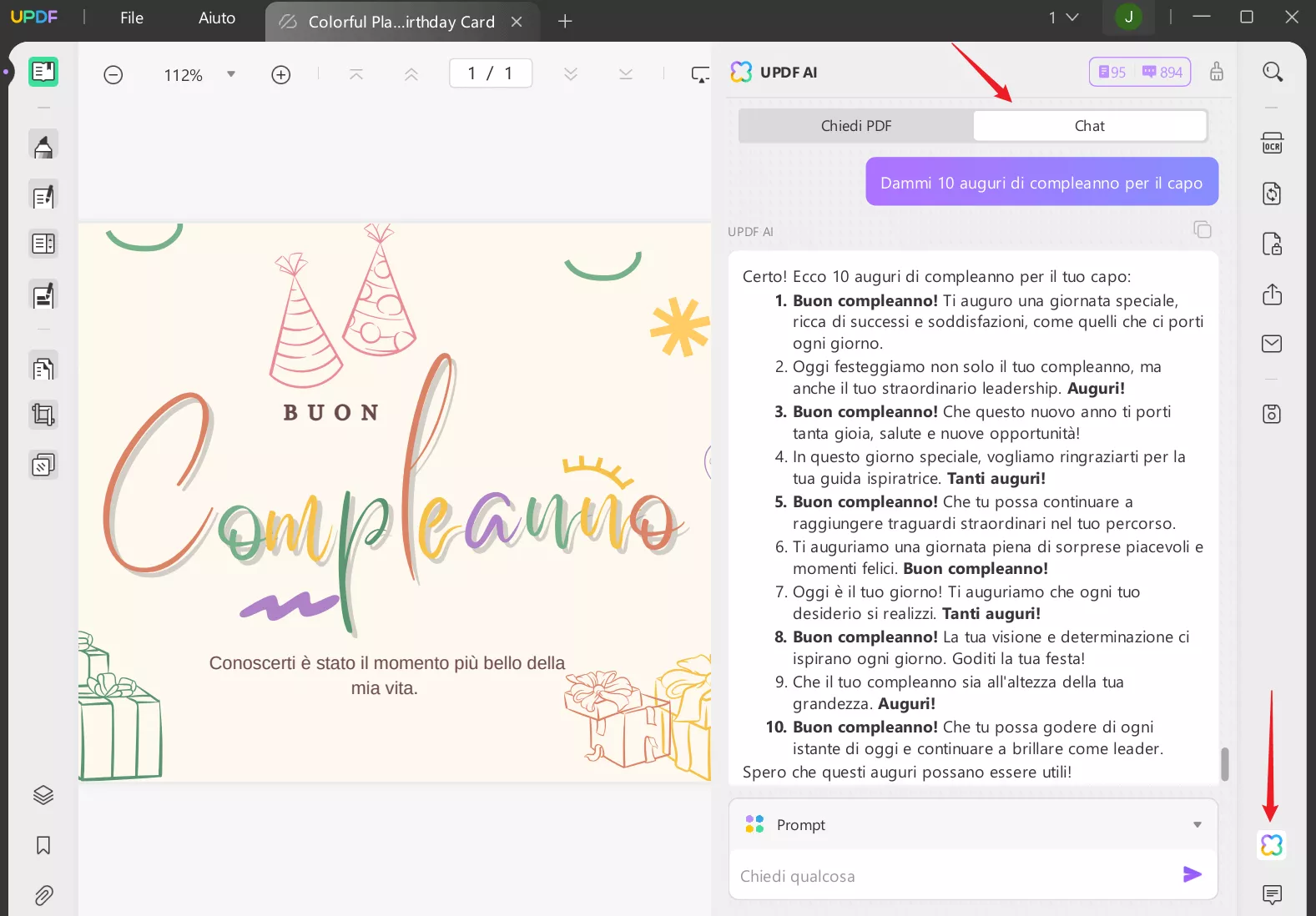 generare dei messaggi di compleanno AI