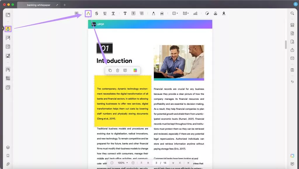 Mettre en surbrillance une zone dans un PDF avec UPDF sur Mac