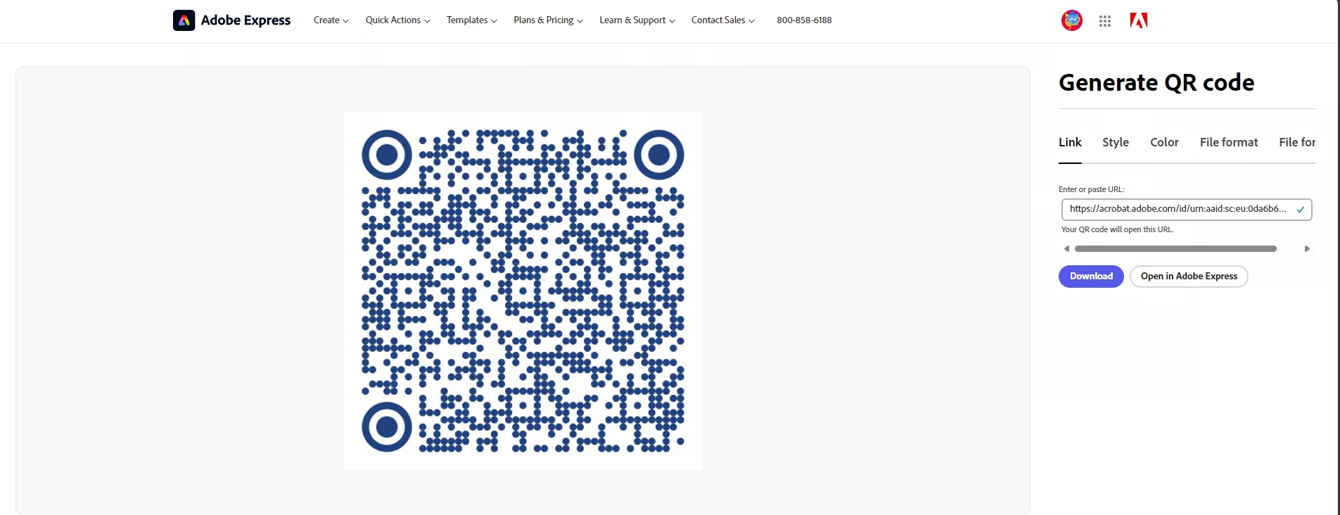 adobe pdf qr code generator online